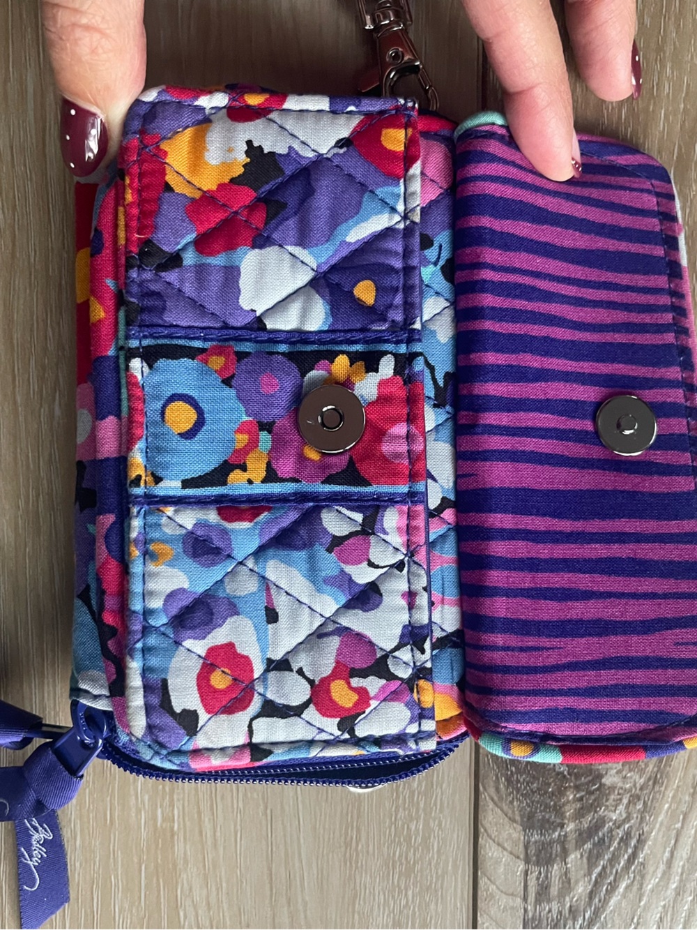 Vera Bradley Floral Wristlet Organizer Wallet Purple Blue Pink Retired